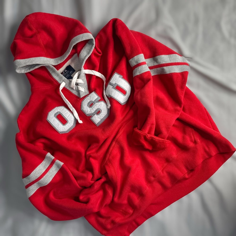 OSU Ohio State Buckeyes Hockey Lace-Up Hoodie Sweatshirt